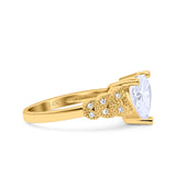 14K Yellow Gold Accent Heart Promise Ring Bridal Simulated CZ Wedding Engagement Ring Size 7