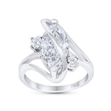 14K White Gold Swirl Fashion Marquise Bridal Simulated CZ Wedding Engagement Ring Size 7