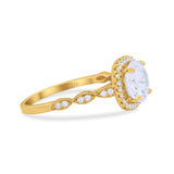 14K Yellow Gold Round Art Deco Bridal Simulated CZ Wedding Engagement Ring Size 7