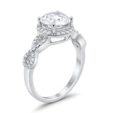 14K White Gold Halo Infinity Round Bridal Simulated CZ Wedding Engagement Ring Size 7