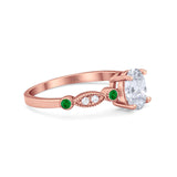 14K Rose Gold Vintage Style Oval Bridal Green Emerald Simulated CZ Wedding Engagement Ring Size 7