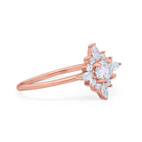 14K Rose Gold Cluster Round Bridal Simulated CZ Wedding Engagement Ring Size 7