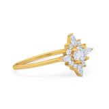 14K Yellow Gold Cluster Round Bridal Simulated CZ Wedding Engagement Ring Size 7