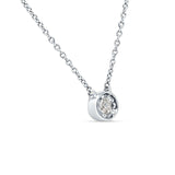 14K White Gold 0.07ct Solitaire Bezel Set Diamond Pendant Chain Necklace 18" Long Wholesale