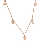 Dangling Moon Star Heart Diamond Necklace 14K Rose Gold 0.07ct Wholesale