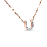 14K Rose Gold 0.06ct Diamond Horseshoe Pendant Necklace 18" Long Wholesale