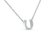 14K White Gold 0.06ct Diamond Horseshoe Pendant Necklace 18" Long Wholesale