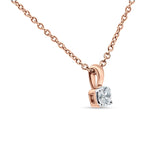 14K Rose Gold 0.15ct Diamond Solitaire Pendant Necklace 18" Long Wholesale