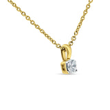 14K Yellow Gold 0.15ct Diamond Solitaire Pendant Necklace 18" Long Wholesale