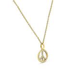 Peace Sign Necklace Diamond Pendant 14K Yellow Gold 0.08ct Wholesale