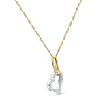 Diamond Heart Pendant Necklace 14K Two Tone Gold 0.10ct Wholesale