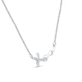 Cross Pendant Diamond Infinity Necklace 14K White Gold 0.05ct Wholesale