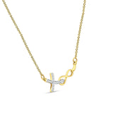 Cross Pendant Diamond Infinity Necklace 14K Yellow Gold 0.05ct Wholesale