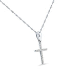14K White Gold 0.10ct Cross Diamond Pendant Chain Necklace 18" Long Wholesale