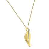 Leaf Necklace Diamond Pendant 14K Yellow Gold 0.06ct Wholesale