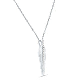 Diamond Pendant Leaf Necklace 14K White Gold 0.13ct Wholesale