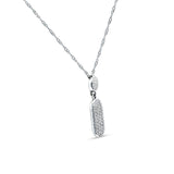 14K White Gold 0.11ct Crystal Drop Diamond Pendant Chain Necklace 18" Long Wholesale