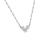 14K White Gold 0.13ct Three Stone Diamond Pendant Chain Necklace 18" Long Wholesale