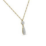Diamond Teardrop Cluster Necklace 14K Yellow Gold 0.10ct Wholesale