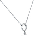 Dangling Diamond Open Circle Necklace 14K White Gold 0.09ct Wholesale