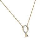 Dangling Diamond Open Circle Necklace 14K Yellow Gold 0.09ct Wholesale