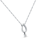 Dangling Diamond Pear Teardrop Necklace 14K White Gold 0.09ct Wholesale