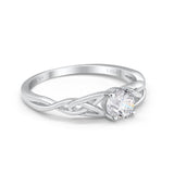 14K White Gold Solitaire Trinity Round 6.5mm D VS1 GIA Certified 1.01ct Lab Grown CVD Diamond Engagement Wedding Ring Size 6.5