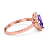14K Rose Gold 2.00ct Teardrop Pear 9mmx7mm G SI Natural Amethyst Diamond Engagement Wedding Ring Size 6.5