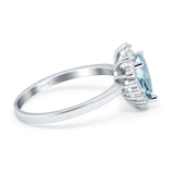 14K White Gold 2.00ct Teardrop Pear 9mmx7mm G SI Natural Aquamarine Diamond Engagement Wedding Ring Size 6.5