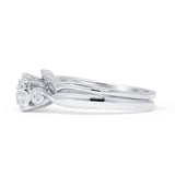 Halo Diamond Cushion Ring Set Twisted Milgrain 14K White Gold 0.19ct Wholesale