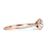 Diamond Floral Ring Seven Stone Beaded 14K Rose Gold 0.19ct Wholesale