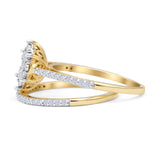 Diamond Cluster Ring 0.25ct Marquise Shaped Two Piece Natural 14K Yellow Gold Wholesale