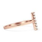 Minimal Cluster Line Bar Diamond Wedding Ring 14K Rose Gold 0.10ct Wholesale