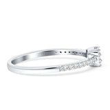 Stackable Petite Baguette & Round Diamond Ring 14K White Gold 0.19ct Wholesale