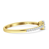 Stackable Petite Baguette & Round Diamond Ring 14K Yellow Gold 0.19ct Wholesale