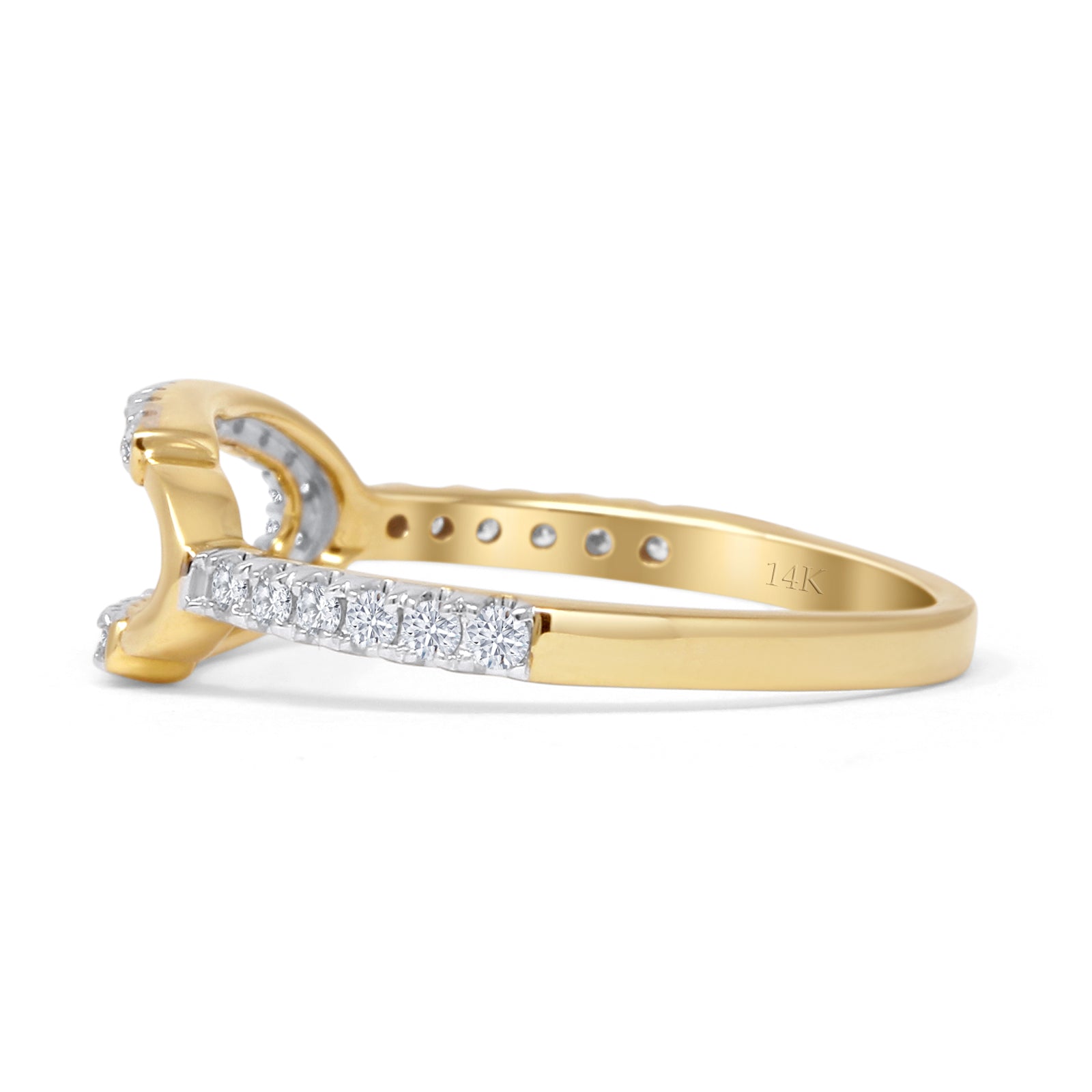 18k Yellow Gold Round Cut Diamonds “c” Initials Monogram Alphabet Ring