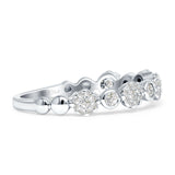 Diamond Flower Ring Half Eternity Stackable 14K White Gold 0.31ct Wholesale