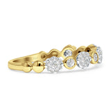 Diamond Flower Ring Half Eternity Stackable 14K Yellow Gold 0.31ct Wholesale