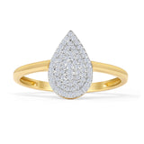 Pear Teardrop Cluster Round Natural Diamond Eangagement Ring 14K Yellow Gold Wholesale