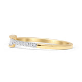 Baguette Stackable 4mm Round Natural Diamond Wedding Band 14K Yellow Gold Wholesale