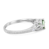 14K White Gold 0.87ct Vintage Design Solitaire Round 6mm G SI Natural Green Amethyst Diamond Engagement Wedding Ring Size 6.5