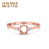 14K Rose Gold 0.11ct Art Deco Oval 7mmx5mm G SI Semi Mount Diamond Engagement Wedding Ring