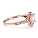 14K Rose Gold Art Deco Round GIA Certified 6.5mm D VS1 1.01ct Lab Grown CVD Diamond Engagement Wedding Ring Size 6.5