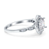 14K White Gold Art Deco Round GIA Certified 6.5mm D VS1 1.01ct Lab Grown CVD Diamond Engagement Wedding Ring Size 6.5
