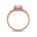 14K Rose Gold Round Art Deco Fashion GIA Certified 6.5mm D VS1 1.01ct Lab Grown CVD Diamond Engagement Wedding Ring