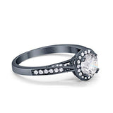 14K Black Gold Halo GIA Certified Round 6.5mm D VS1 1.01ct Lab Grown CVD Diamond Engagement Wedding Ring