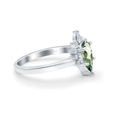 14K White Gold 1.5ct Teardrop Art Deco Pear 9mmx6mm G SI Natural Green Amethyst Diamond Engagement Wedding Ring Size 6.5