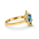 14K Yellow Gold 1.5ct Teardrop Art Deco Pear 9mmx6mm G SI London Blue Topaz Diamond Engagement Wedding Ring Size 6.5