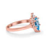 14K Rose Gold 1.5ct Teardrop Art Deco Pear 9mmx6mm G SI Natural Blue Topaz Diamond Engagement Wedding Ring Size 6.5