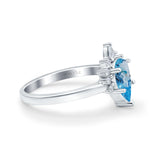 14K White Gold 1.5ct Teardrop Art Deco Pear 9mmx6mm G SI Natural Blue Topaz Diamond Engagement Wedding Ring Size 6.5